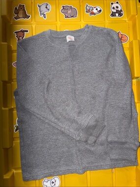 Gray Knit Crewneck Sweater - Casual Pullover